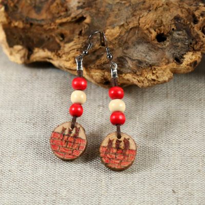 Pendientes pirograbados Gatos