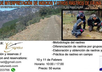 Curso de Interpretación de Indicios y Otros Rastros de Fauna Ibérica – 10 y 11 de febrero